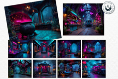 Urban Neon Witch Digital Papers Cyberpunk City Backgrounds Product Image 8