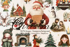 80 Watercolor Christmas Holiday PNG Clip Arts Product Image 1