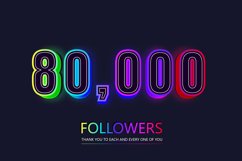 80000 social followers and subscribers neon text effect Product Image 1