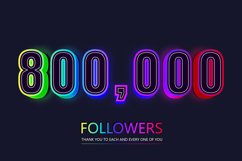 800000 social followers and subscribers neon text effect Product Image 1