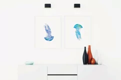 Jellyfish watercolor design, colorful sea jelly wall decor. Product Image 7