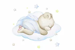 Teddy bear clipart for boy watercolor clipart animal blue bo Product Image 2