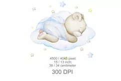 Teddy bear clipart for boy watercolor clipart animal blue bo Product Image 3