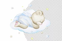 Teddy bear clipart for boy watercolor clipart animal blue bo Product Image 4