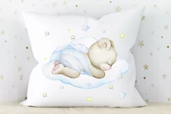 Teddy bear clipart for boy watercolor clipart animal blue bo Product Image 6