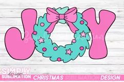 Joy Christmas Wreathe Sublimation Design | Png Product Image 1