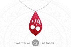 Cherry earrings, SVG, earring, template, teardrop earring Product Image 3