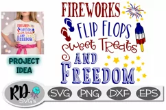 Fireworks Flip Flops Sweet Treats and Freedom Cut File Product Image 1