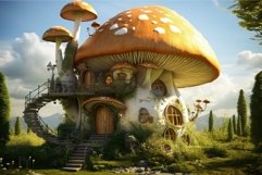Enchanted mushroom house in a fairytale landscape Product Image 1