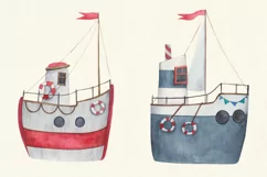 Baby transport watercolor , airplane, submarine, train Product Image 4