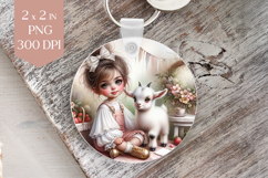 Farm Girl with Baby Goat Sublimation PNG Product Image 1
