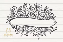 Ribbon Banner Roses SVG, Valentine Ribbon Border SVG, Weddin Product Image 2