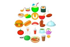 Sup icons set, cartoon style Product Image 1