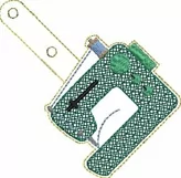 ITH Sewing Machine Vinyl Key Fob or Bag Tag - Snap Tab Machine Embroidery Product Image 2