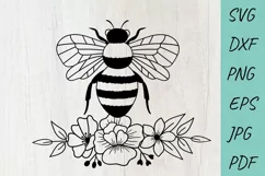 Floral Bee SVG Cut File, Bee with flowers, Honey Bee Product Image 1