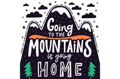 Inspiring mountain quote. Hand drawn mountains lettering Product Image 1