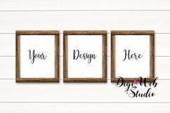 3 Wood Signs Mockup - Set of 3 Wood Frames on White Shiplap Product Image 1