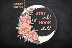 Baby Sign SVG Moon Flowers. Laser cut files Glowforge Product Image 1