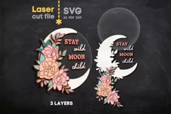 Baby Sign SVG Moon Flowers. Laser cut files Glowforge Product Image 2