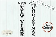Merry Christmas - Happy New Year - Vertical Porch Sign SVG Product Image 2