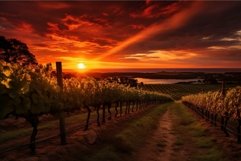 Breathtaking view of a vineyard at sunset with vibrant sky a Product Image 1