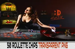 50 ROULETTE CHIPS TRANSPARENT PNG FILES, PHOTOSHOP OVERLAYS Product Image 1