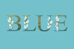 Watercolor Foliage Alphabet & Numbers Turquoise Gold Clipart Product Image 4
