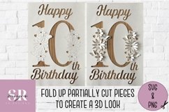 3D 10th Birthday card | Paper cutting | birthday card SVG Product Image 3