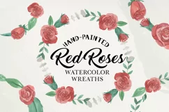 Red Rose 7 Wreaths Floral Watercolors Flowers Valentines Product Image 1