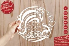 Papercut Mother and Child | Mother's Day with Flowers, Heart Product Image 5