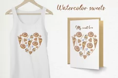 Watercolor heart of sweets. Sublimation design Product Image 1