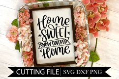 Home Sweet Snow Covered Home - Sign - Hand Lettered SVG Product Image 1