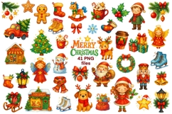 Christmas watercolor clipart bundle. Old Christmas PNG set Product Image 1