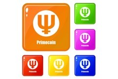 Primecoin icons set vector color Product Image 1