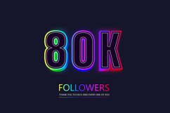 80k social followers and subscribers neon text effect. Product Image 1
