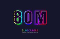 80M subscribers celebration template Neon Sign Text Effect Product Image 1