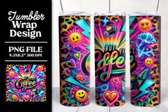 80&#039;s Coffee Tumbler Wrap | But First Coffee Sublimation Product Image 1