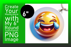 Chic Keychain Circle PNG Sublimation , 3D Emoji Product Image 1