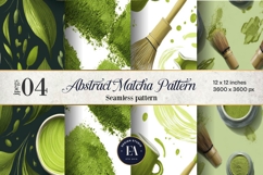 Matcha Green Tea Pattern, Matcha Aesthetic Digital Paper Product Image 1