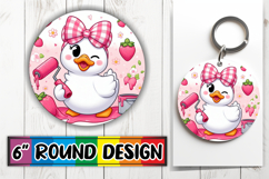 Sweet Round Ornaments PNG Design, Cute Goose Product Image 1
