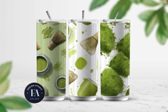 Matcha Green Tea Pattern, Matcha Aesthetic Digital Paper Product Image 2