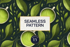 Matcha Green Tea Pattern, Matcha Aesthetic Digital Paper Product Image 3