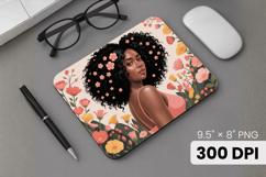 Afro Girl / Woman braided hair Mouse Pad, Black Queen PNG Product Image 1