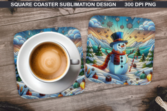 Snowman Coaster Sublimation, Christmas Coaster PNG Design Product Image 1