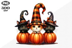 Halloween Cat And Pumpkin Sublimation - Clipart PNG Design Product Image 1
