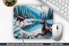 Deer Mouse Pad Sublimation, Christmas Mouse Pad PNG Product Image 1