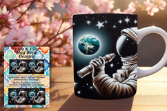 Lovely 11oz Mug Wrap Png Template , Astronaut Product Image 1