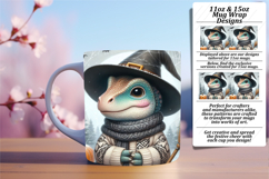 Classy 15oz Mug Wrap Png Design , Halloween Dino Product Image 1