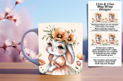 Stylish 11oz Mug Wrap Png Artwork , Cute Bunny Product Image 1