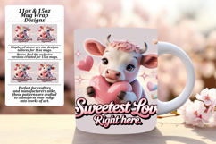 Radiant 15oz Mug Wrap Png Design , Cute Cow Product Image 1